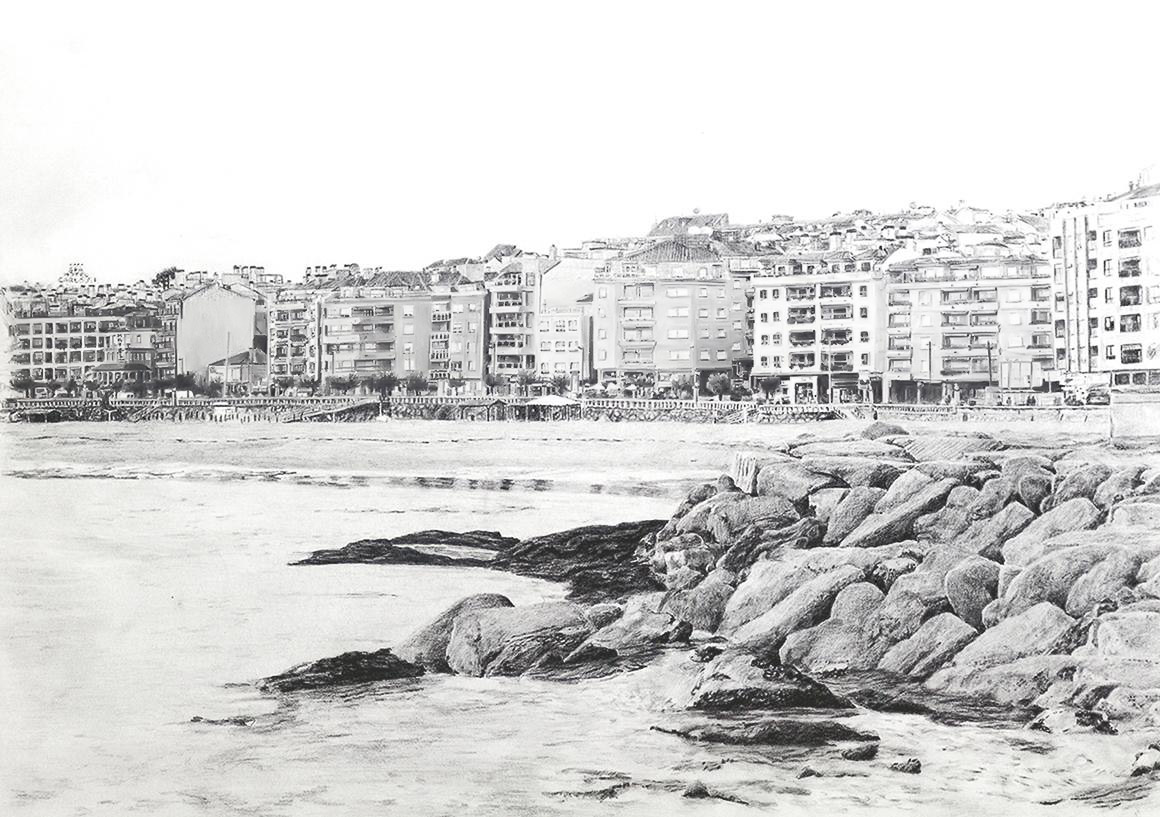 Playa y paseo de SIlgar Sanxenxo dibujo
