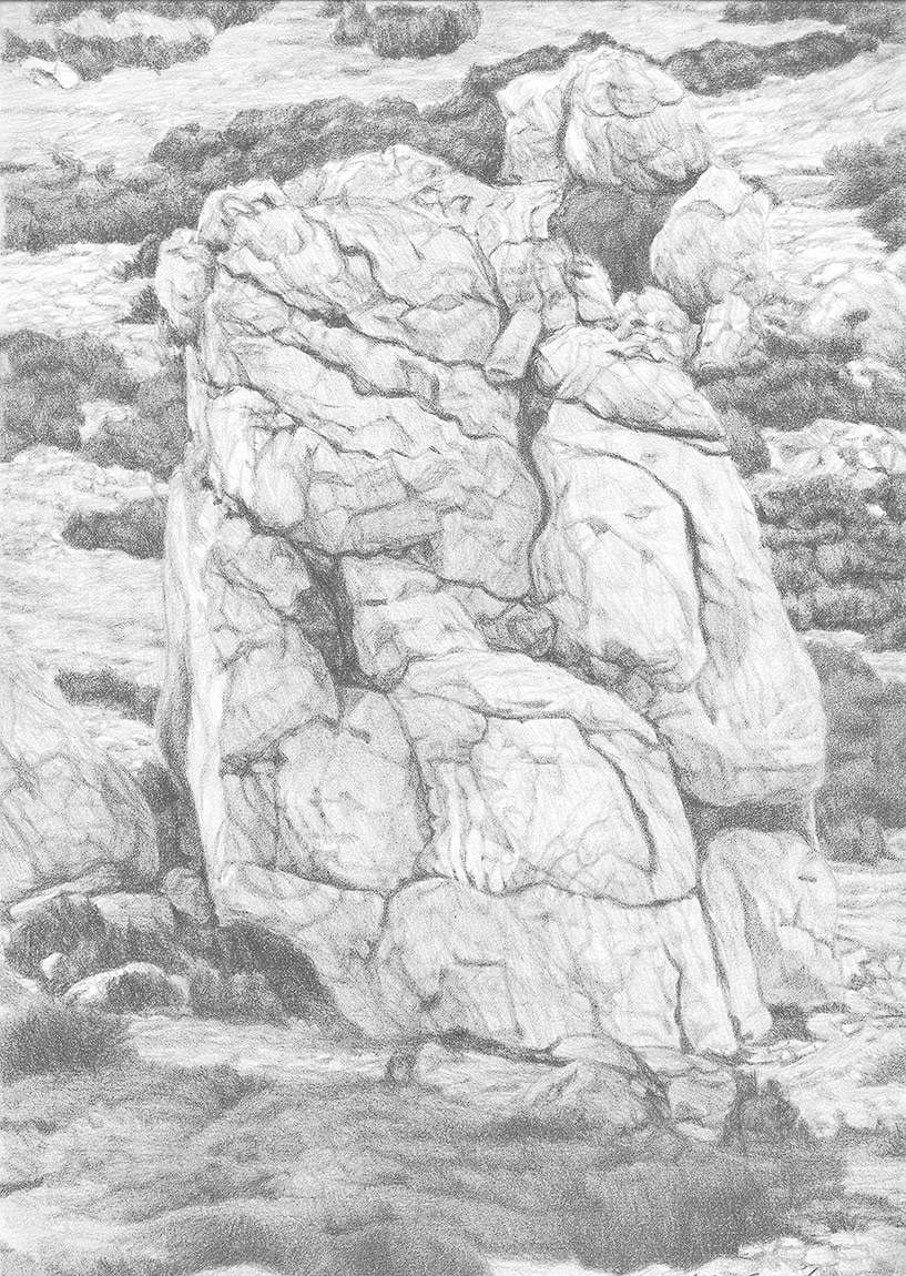 Roca en el parque natural de la Pena Tarragona dibujo