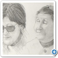 apuntes 2 estudios de retratos de mujer dibujo