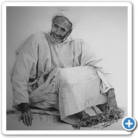 Marroqui sentado, Chauen,  boceto dibujo