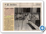 Noticia del periodico el faro de vigo, sobre exposición de obra de Toni Conejo en el Concello de Cambados con motivo de la Semana Santa 