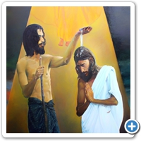 El bautismo de Cristo. Pintura detalle