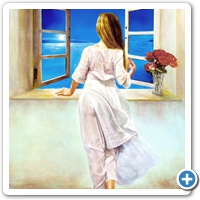 Josefina a la ventana. Pintura al óleo sobre lienzo